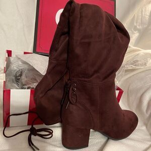 Circus by Sam Edelman Size 9 Woman’s 24” Boots Suede Stretch Wine Burgundy NWT